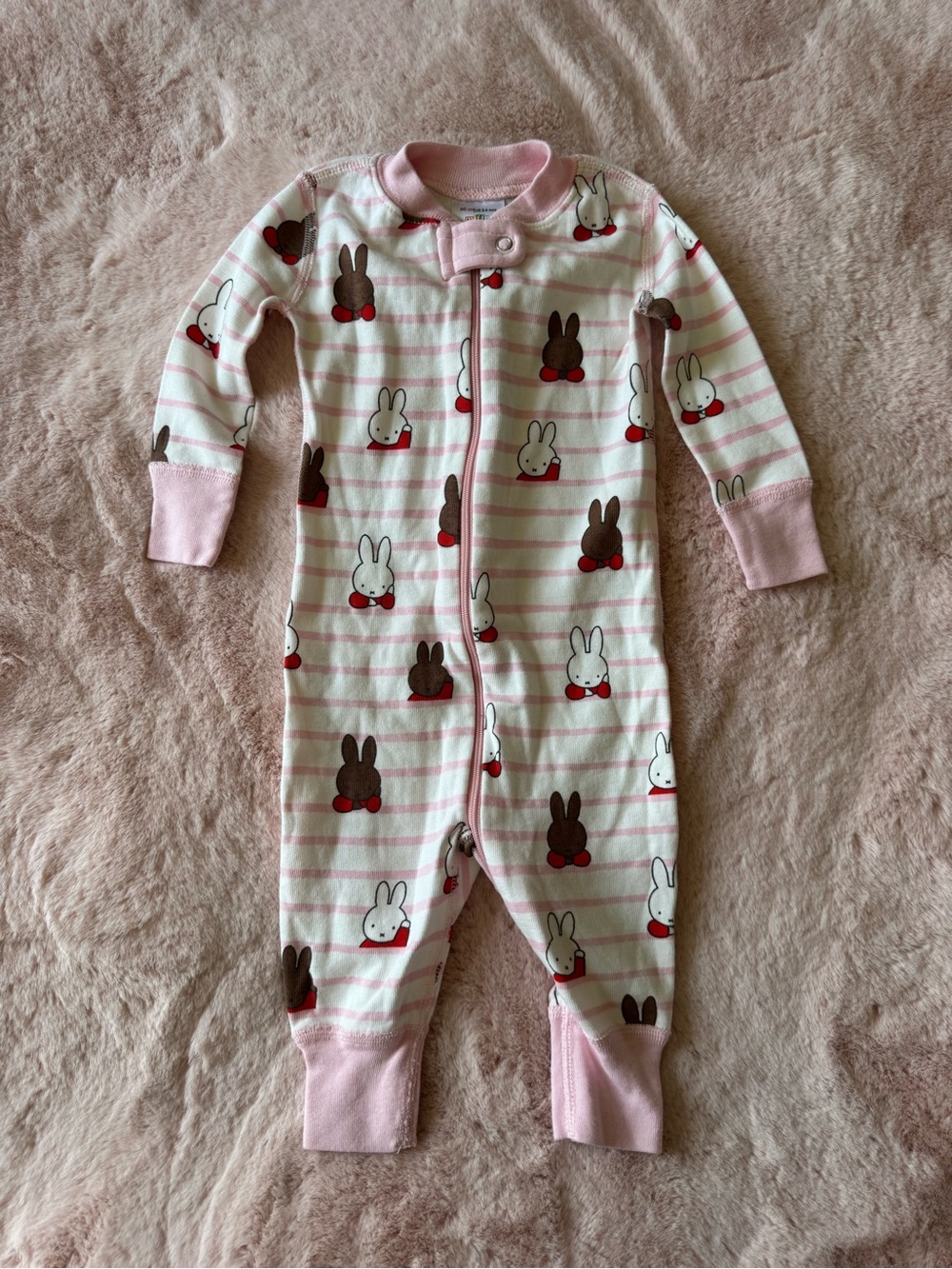 Hanna Andersson Miffy Pink Baby Zip Sleeper Size 3-6months